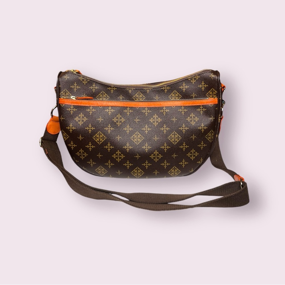 💘Russet Tokyo Large Shoulder Bag Brown Coated Canvas/ Leather Trim Crossbody.💘